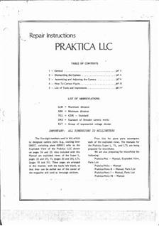 Praktica (VEB) LTL manual. Camera Instructions.